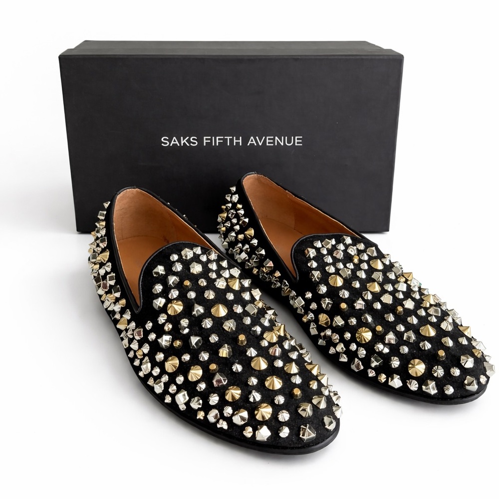 Saks Fifth Avenue Sandro Men’s Black Studded Loafers-size 10.5
